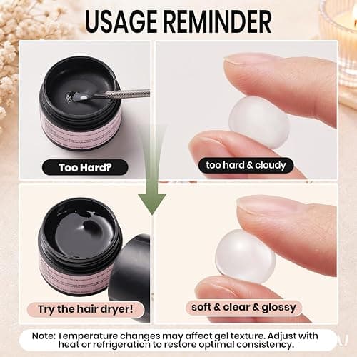 Beetles 3D Gel Nail Art, 2 Pcs Clear & White with Sculpting Pen and 3D Mold | 5 in 1 Non-Sticky Hand Sculpting Building, Beginner Friendly DIY UV Nails at Home,Sandy Glow thumbnail 7