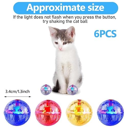 Sratte 6 Pcs Ghost Hunting Cat Ball Activated Cat Toy Motion LED Light Pet Balls Motion Dog Interactive Pet Toys Glowing Mini Running Exercise Supplies for Animals Activity (Clear) thumbnail 2