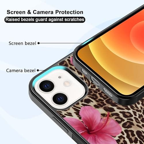 Axulimin Cute Pink Hibiscus Flowers Leopard Cheetah Print Aesthetic Phone Case for iPhone 12 & iPhone 12 Pro Case for Women Girls -6.1Inch thumbnail 4