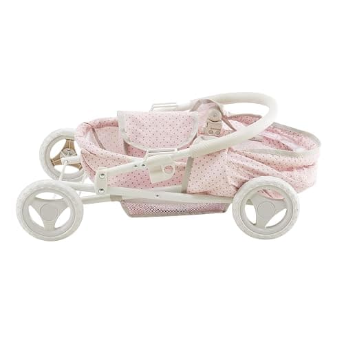 Olivia's Little World Polka Dot Princess Baby Doll Pram Stroller with Retractable Canopy & Storage, Pink thumbnail 8