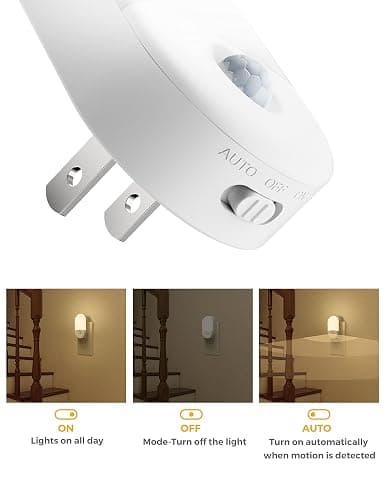 L LOHAS LED Motion Sensor Night Light, Motion Activated Night Light, 4Pack, 3000K Warm White, Night Lights Plug into Wall Motion Sensor, 30/60LM Adjustable Brightness, for Kids Adults Bathroom Kitchen thumbnail 4