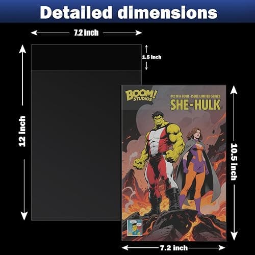 200ct Current Comic Book Bags,3.5 Mil Thick Comic Book Sleeves,Acid-Free Crystal Clear,7.2 X 10.5 inch,Archival Quality,Fits Standard Comic Book Storage thumbnail 2