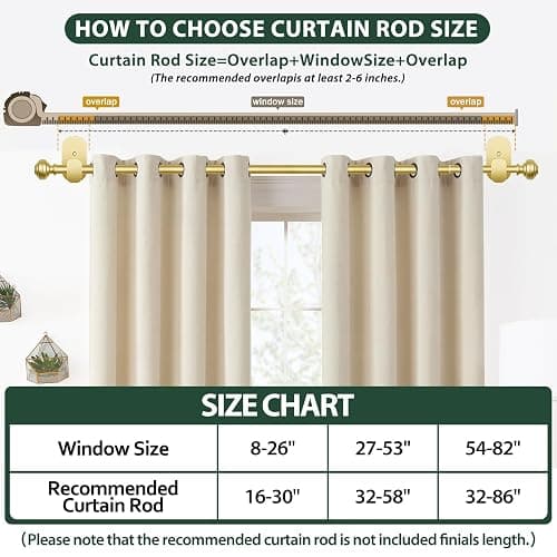 KAMANINA Curtain Rods No Drilling for Windows 32 to 86 Inches, 5/8 Inch Diameter Adjustable Drapery Pole with Adhesive Brackets, Gold thumbnail 8