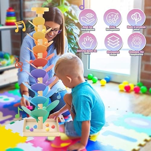 Wooden Marble Run Music Tree Montessori Toys for Kids 3+ Years Old Marble Ball Run Learning Game Wood Color Sorting Toys for 4-8 Boys and Girls Birthday thumbnail 6
