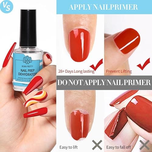 BORN PRETTY Nail Dehydrate and Primer, 15ml HEMA&TPO Free Dehydrator for Acrylic and Gel Nail Polish, Non Acid Primer for U V Gels, No Burn Fast Air Dry Nail Prep Dehydrator Set, 0.5oz thumbnail 3