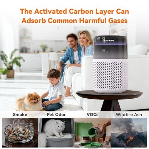 AIRROMI HEPA Air Purifier for Bedroom&Home,Pet Air Purifier for Home Pets,Removes Pet Odor,Cat Litter Smell,Dust,Smoke&Allergies,Quiet Room Air Purifier with Scents,360°Air Cleaner,A2005 Purple thumbnail 5
