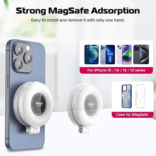 ULANZI MA30 Magnetic Phone Tripod Stand for iPhone with Magnetic Selfie Light White thumbnail 3
