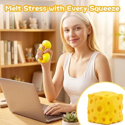2 Inch Cheese Squishy, Snaps Back Quickly & Non-Sticky Anxiety Relief Toy, Improving Focus, Ideal Sensory Melters for Desk Decor & Stocking Stuffers, Perfect for Office, Home, or School (1, Yellow) thumbnail 4