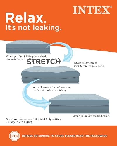 Intex 64757E Dura-Beam Standard Downy Air Mattress: Fiber-Tech - Twin Size - 10in Bed Height - 300lb Weight Capacity - Pump Sold Separately - Twin thumbnail 5