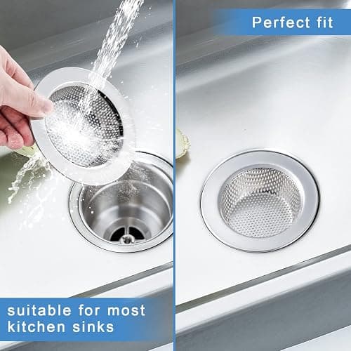 Honmein 2 Pcs Sink Strainer for Most Kitchen Sink Drain Basket, Upgraded Double-Layer Safe Design Kitchen Sink Strainer (Outer Diameter 4.5 Inch) - Silver(2 Pcs) thumbnail 7