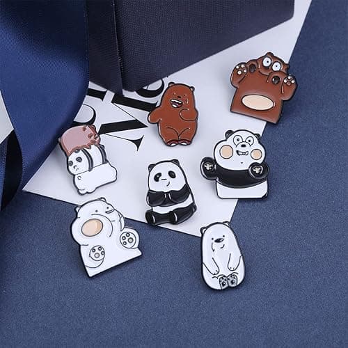 VEINTI+1 Latte Coffee Brooch Set Retro Cartoon Enamel Brooch Pins Set for Unisex Women's Clothing Decorate (Panda&Bear) thumbnail 6