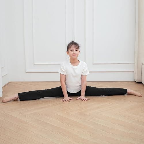 KAKU NANU Girls Flared Leggings 2 Pcs,5-14 Years High Waisted Black Grey School Trousers Yoga Pants Sports Dance Joggers Leggings thumbnail 4