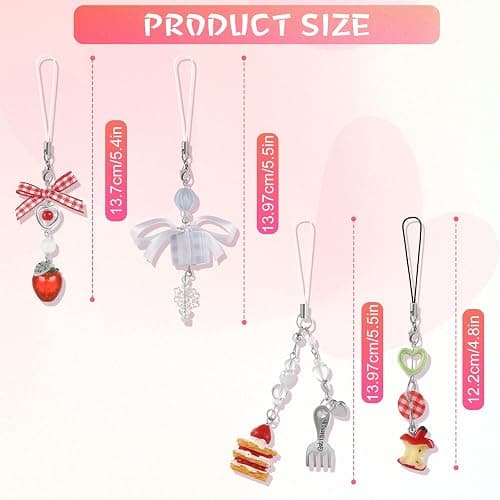 VZZNN 4 PCS Cute Phone Charms Y2K Aesthetic Kawaii Pink Phone Charms Strap Aesthetic for Bag Purse Backpack Wallet Pendants Decor thumbnail 2