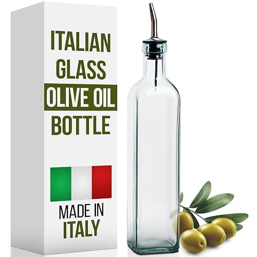 EHOMEA2Z Italian Glass Olive Oil Dispenser Bottle - 16 Oz, Oil and Vinegar Cruet with Stainless Steel Spout for Kitchen, Slight Green Tint (1, 473ml) thumbnail 2