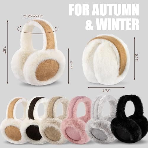 WATAME Womens Foldable Ear Muffs Fuzzy Faux Fur Earmuffs Fluffy Headband Ear Warmer Outdoor Girls Ear Cover thumbnail 5