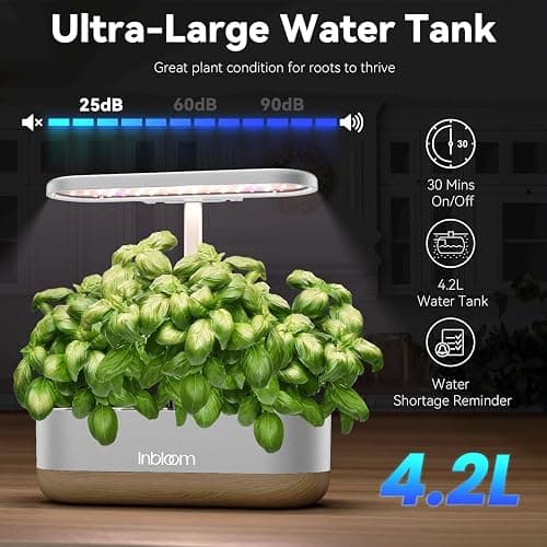 inbloom Hydroponics Growing System 12 Pods, Indoor Herb Garden with LEDs Full-Spectrum Plant Grow Light, Water Shortage Alarm, Automatic Timer, Height Adjustable,Gardening Gifts for Women, White thumbnail 5