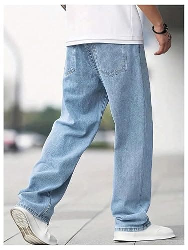 GORGLITTER Boy's Baggy Wide Leg Jeans Casual Elastic High Waist Straight Leg Loose Denim Pants Bottoms with Pockets thumbnail 2