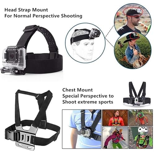 Dream Bull Chest Mount Harness Chesty Vest Head Mount Strap for Action Camera Compatible with GoPro Hero 12,11,10,9,8,Max,Go Pro Hero 7,6, 5,4, Session,3+,3,Hero (2018),Fusion,DJI Osmo,AKASO thumbnail 2