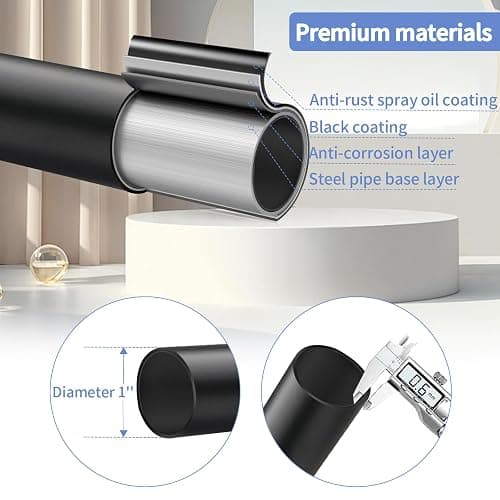 ZYRW Black Curtain Rods, Room Darkening Curtain Rod for Windows 66 to 120 Inches(5.5-10Ft), Wrap Around Rods, Adjustable Heavy Duty Blackout Drapery Rod, Window Treatment, Matte Black thumbnail 4
