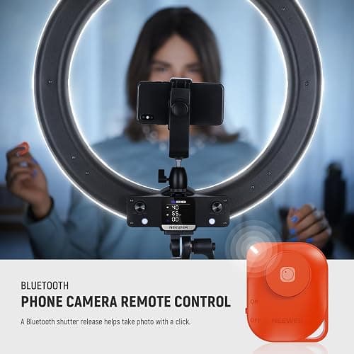 NEEWER 18 Inch RGB LED Ring Light APP Control with Tripod Stand and Phone HolderCompatible with iPhone for Selfie Makeup Lash Studio Streaming Video Recording Lighting, 42W Ringlight Dimmable,RGB18 II thumbnail 6
