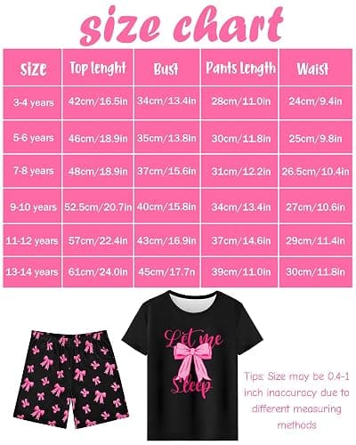 Sylfairy Girls Pajamas Sets Short Sleeve Summer Pjs for Girls Bow Sleepwear Kids Clothes Sets Size 3-16 thumbnail 6