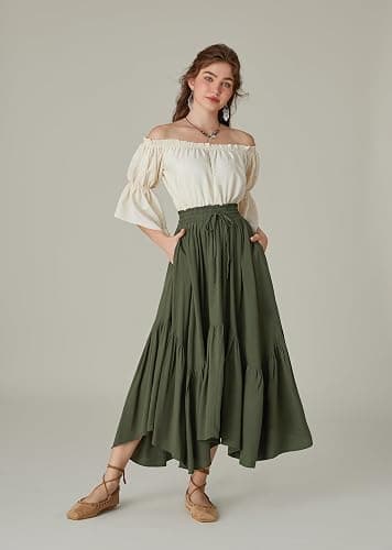 Scarlet Darkness Maxi Skirts for Women High Waist Renaissance Skirt Long Skirt with Pockets thumbnail 3