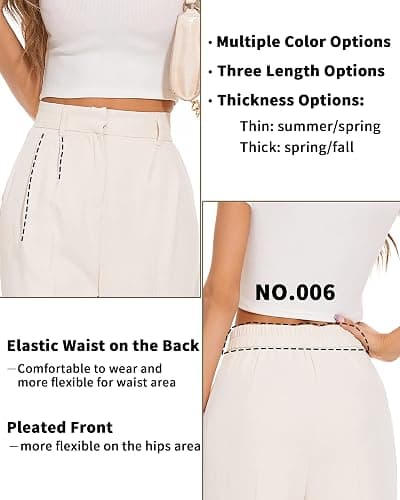 FUNYYZO Wide Leg Pants Women's High Elastic Waisted in The Back Business Work Trousers Long Straight Suit Pants thumbnail 4