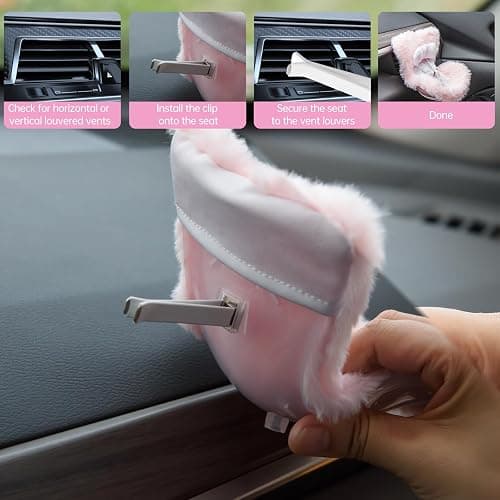 Doll Car Seat Compatible with Bubudoll, Small Seat for 10-17cm Blind Box Toys, Including Air Vent Clip, Desktop Stand, Adjustable Safety Strap, Airflow-Friendly Design, Ideal Car Decor Gifts(Pink) thumbnail 4