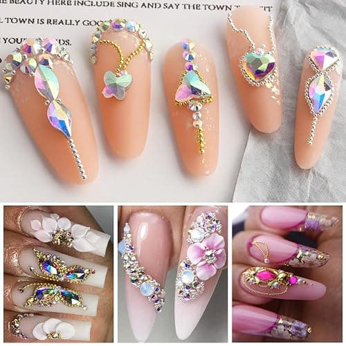 Silver Gold Nail Charms 2 Boxes Round Balls Caviar Beads for Nails Art Design Gold Nail Beads Gems 3D Metallic Jewelry Decorations for DIY Salon Manicure with Tools thumbnail 7
