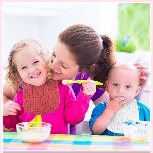 Frienda 8 Pcs Muslin Baby Bibs Cotton Bandana Drool Bibs Bulk for Newborn Infant 6 Absorbent Layers Feeding Accessory thumbnail 7