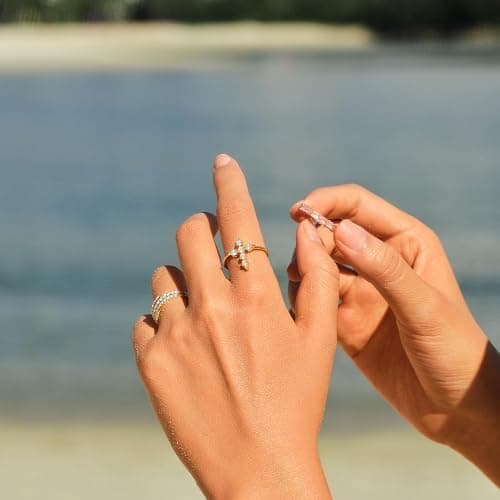 STORYJEWELLERY Cross Rings for Women, Purity Ring, Gold Plated Christian Rings for Women, Dainty Thin Ring, Religious Jewelry, Confirmation and Baptism Gifts thumbnail 4