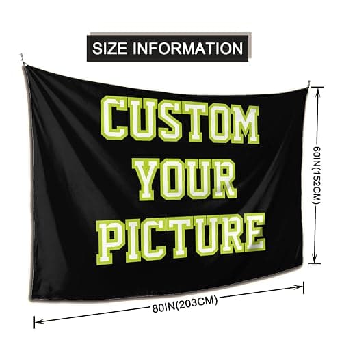 JINJUREN Custom Tapestry Upload Images Banners and Signs Customize For Bedroom 80 * 60 inch Horizontal thumbnail 2