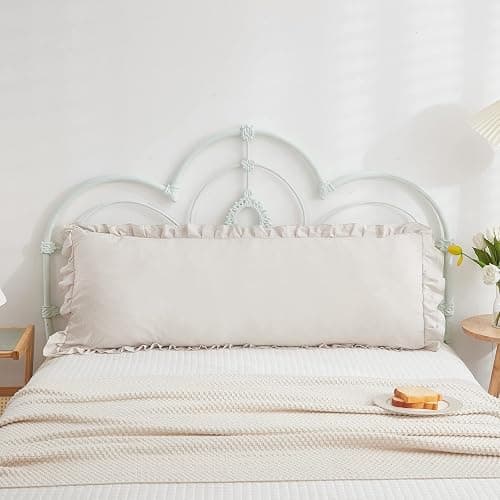 Beige Grey Body Pillow Cover 20x54inches Long Pillowcase Ruffled Pillowcases Shabby Chic Ruffled Fringe Decor Cute Body Ruffled Pillow Sham thumbnail 2