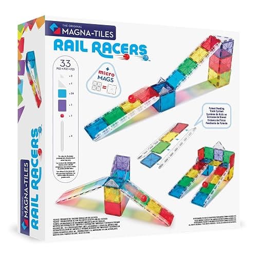 MAGNA-TILES Rail Racers 33-Piece Magnetic Construction Set, The Original Magnetic Building Brand thumbnail 3