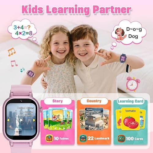 Wiszodet Kids Waterproof Smart Watch Girls Gift Age 3-12 with 39 Game HD Touch Screen Music Player Video Camera Pedometer Alarm Clock Birthday Gift for 6 7 8 9 Year Olds Pink thumbnail 6