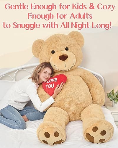 Tezituor 6ft Giant Teddy Bear with “I Love You” Red Heart, Jumbo Human Size Stuffed Animal Plush Toy, Romantic Gift for Girlfriend Wife Boyfriend, Birthday Anniversary Valentine’s Day Long Distance thumbnail 4