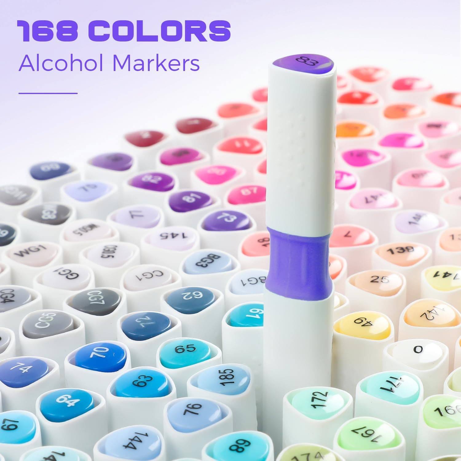 168 Colors Alcohol Markers, Double-Sided Alcohol Markers, Quick Dry Highlighters, Set Perfect for Adults, Artists & Students for Coloring and Drawing (Fine & Wide) thumbnail 3