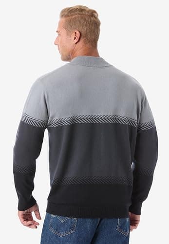KingSize Men's Big & Tall Quarter Zip Mock Neck Lightweight Sweater thumbnail 2