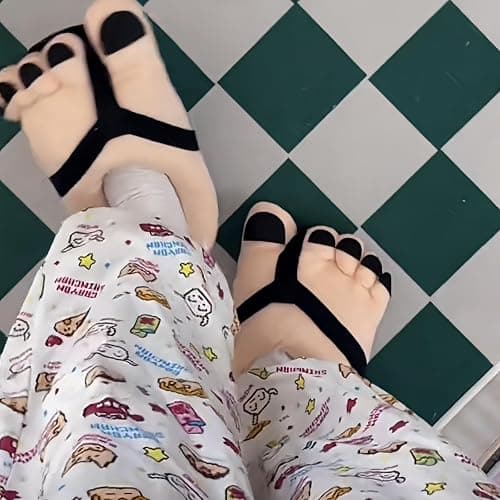 Novelty Big Toe Cartoon Fuzzy Slippers, Non Slip Funny Slipper, Warm Cotton Soft Plush Home Slippers Indoor Outdoor Winter thumbnail 5