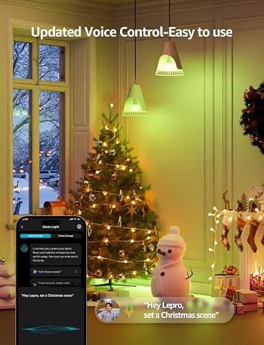 Lepro B1 AI Smart Light Bulbs - RGBWW Color Changing LED Bulb Works with Alexa & Google Assistant, AI Voice Control, Music Sync, A19 E26 Base, 8.5W 800Lumen, 2.4GHz WiFi & Bluetooth, 1 Pack（NO Remote thumbnail 4