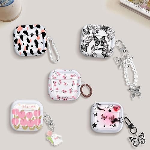 CameCosy Case Compatible for Airpods 4 Generation 2024 with Pendant, Cute Flower Cover with Pink Tulips Pattern for Girls Women, Protective Case in Shockproof Anti-Scratch Anti-Slip Anti-dust TPU thumbnail 7