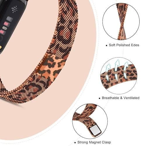 Vanjua for Fitbit Inspire 3 Bands Women Men, Stainless Steel Metal Mesh Loop Adjustable Magnetic Wristband Replacement Straps Compatible with Fitbit Inspire 3 Fitness Tracker thumbnail 3