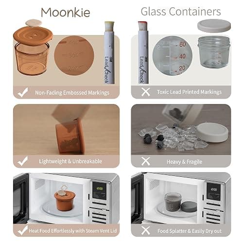 Moonkie Silicone Baby Food Storage Containers, 6 Pack, 120ml Weaning Freezer Pots with Airtight Lids, Reusable Baby Food Snack Pots, Microwave and Dishwasher Safe, Perfect for Infant & Toddler Food thumbnail 3