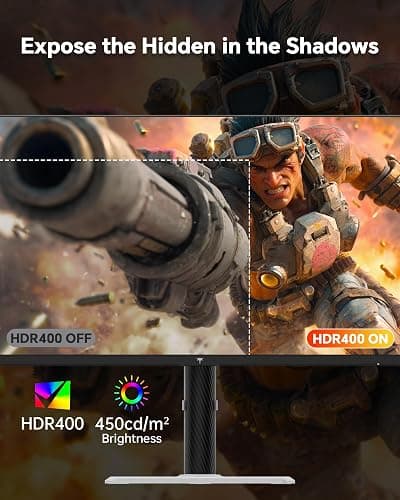 KTC 27 Inch Gaming Monitor 200Hz, 1440P Monitor with Speakers, Up to 210Hz Computer Monitors Fast IPS 1ms, 131% sRGB, Adaptive Sync, Tilt/Swivel/Pivot/Height Adjustment, HDMI DisplayPort, White H27T6 thumbnail 6