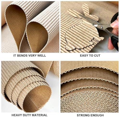 Corrugated Cardboard Roll, 12x205 Inch Large Single Face Cardboard Sheets, Thicker Wider Cardboard Sheets Heavey Duty for DIY Crafts, Shipping, Mailing and Gift Packing thumbnail 4