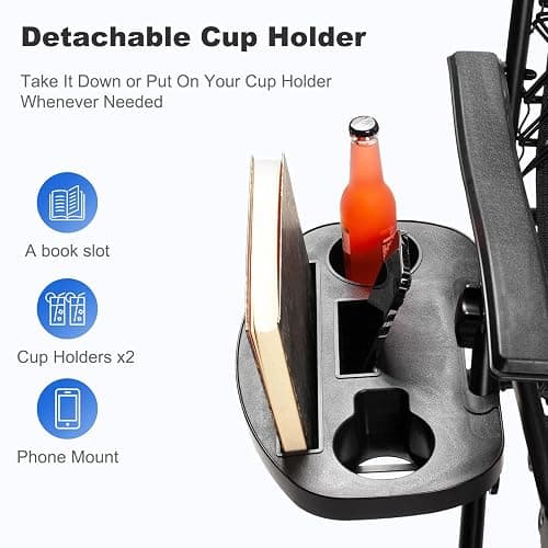 Nazhura Set of 2 Relaxing Recliners Patio Chairs Adjustable Steel Mesh Zero Gravity Lounge Chair Beach Chairs with Pillow and Cup Holder Black thumbnail 7