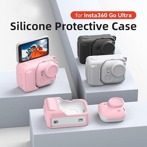 Silicone Case for Insta360 Go Ultra Cases Full Body Sleeve Protective Cover Compatible with Insta360 Go Ultra Camera Accessories with Enhanced Grip, Anti-Scratch Lens Cap, Pink thumbnail 4