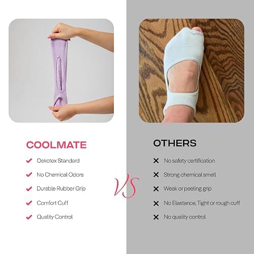 CoolMate Pilates Socks with Grips for Women, Yoga Socks, Crew Non Slip Women for Barre, Pilates Gifts thumbnail 6