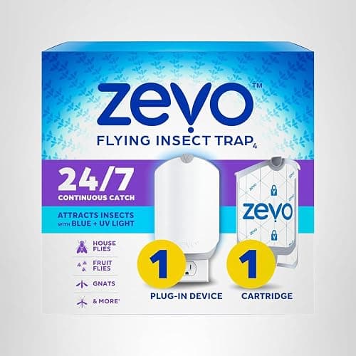 Zevo Flying Insect Trap & Cartridge - Plug in Fly Trap & Indoor Bug Catcher for Gnats, House & Fruit Flies - Mess-Free - Use in Any Room - Uses Blue & UV Light (1 Plug in Device & 1 Cartridge) thumbnail 10