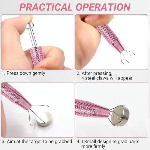 2 PCS Piercing Ball Grabber Tool, 4 - Claw Stainless Steel Jeweler Pick Up Tools,Septum Ball Screw Tool for Piercing Changing/Removal/Holder,Earring Pearl Grabber for Jewelry/Electronic Components thumbnail 6